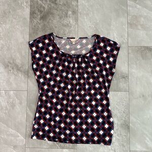 Banana Republic Shirt Size M Geometric Top Sleeveless Stretch Jersey Summer Tee